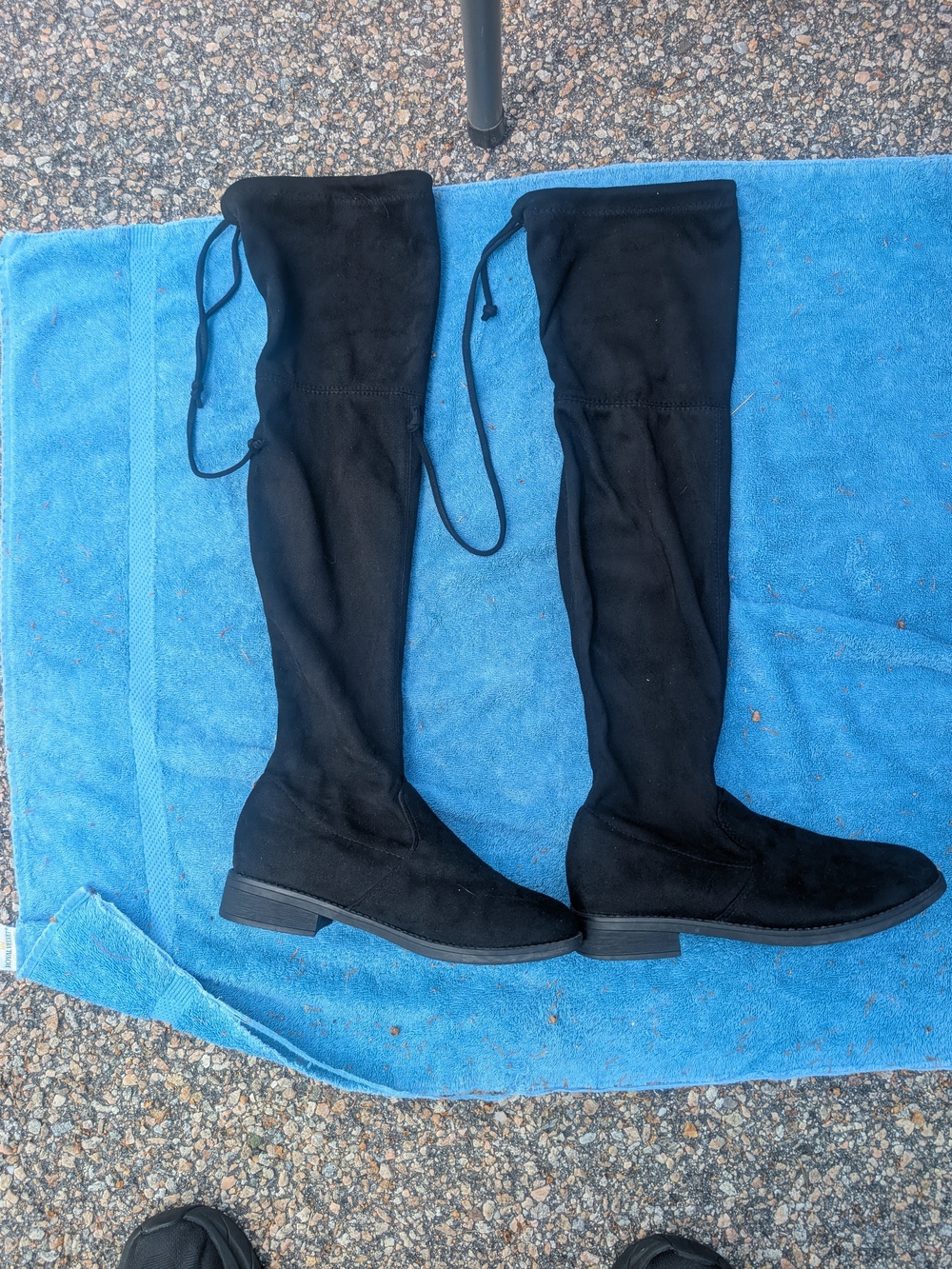 Women’s Black Over-the-Knee Flat Boots - Classic Suede Look - Size 7
